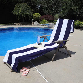 Cotton Standard Size Cabana Stripe Chaise Lounge Chair Cover