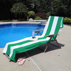 Cotton Standard Size Cabana Stripe Chaise Lounge Chair Cover