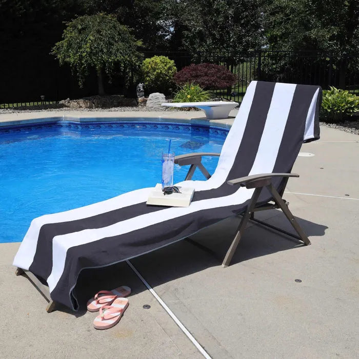 Cotton Standard Size Cabana Stripe Chaise Lounge Chair Cover