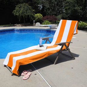 Cotton Standard Size Cabana Stripe Chaise Lounge Chair Cover