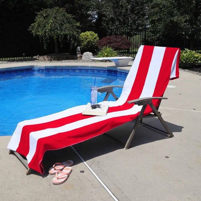 Cotton Standard Size Cabana Stripe Chaise Lounge Chair Cover