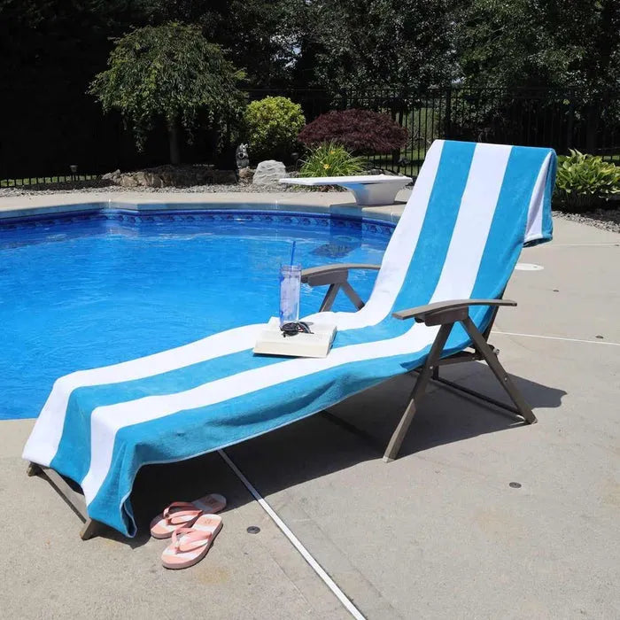 Cotton Standard Size Cabana Stripe Chaise Lounge Chair Cover