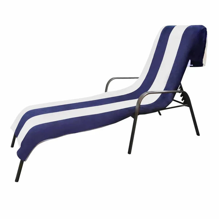 Cotton Standard Size Cabana Stripe Chaise Lounge Chair Cover