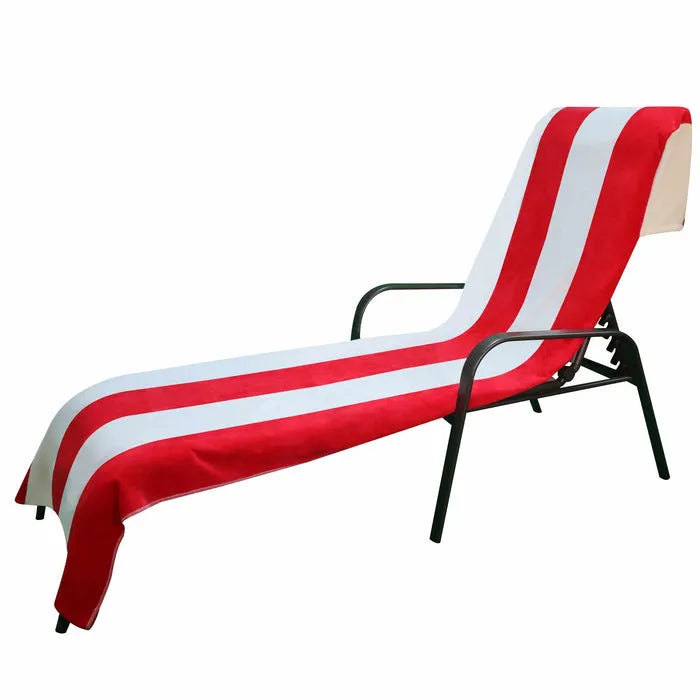 Cotton Standard Size Cabana Stripe Chaise Lounge Chair Cover