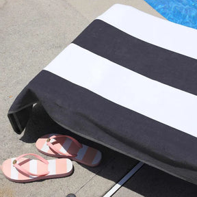 Cotton Standard Size Cabana Stripe Chaise Lounge Chair Cover