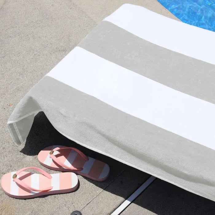 Cotton Standard Size Cabana Stripe Chaise Lounge Chair Cover