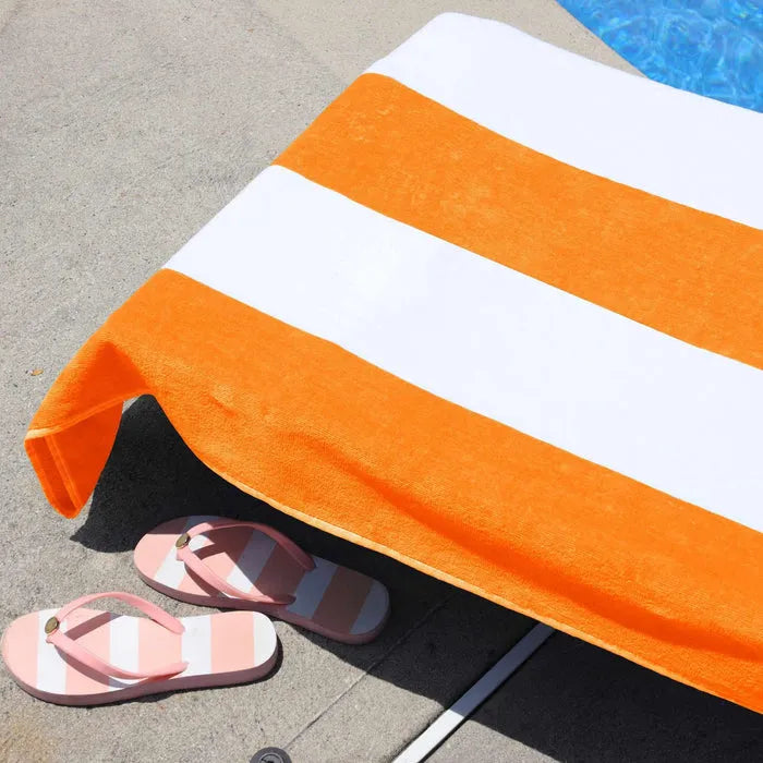 Cotton Standard Size Cabana Stripe Chaise Lounge Chair Cover