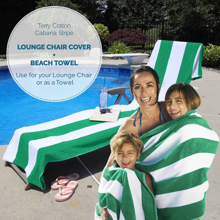 Cotton Standard Size Cabana Stripe Chaise Lounge Chair Cover