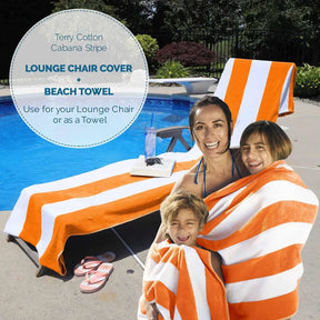 Cotton Standard Size Cabana Stripe Chaise Lounge Chair Cover