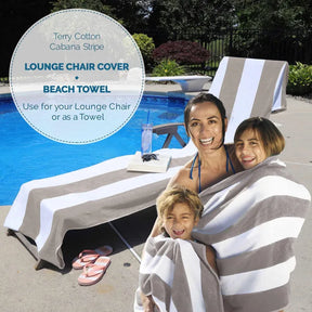 Cotton Standard Size Cabana Stripe Chaise Lounge Chair Cover