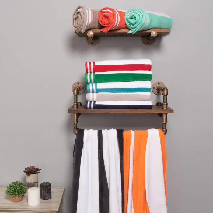 Cabana Stripe Oversized Cotton Beach Towel Set Of 2