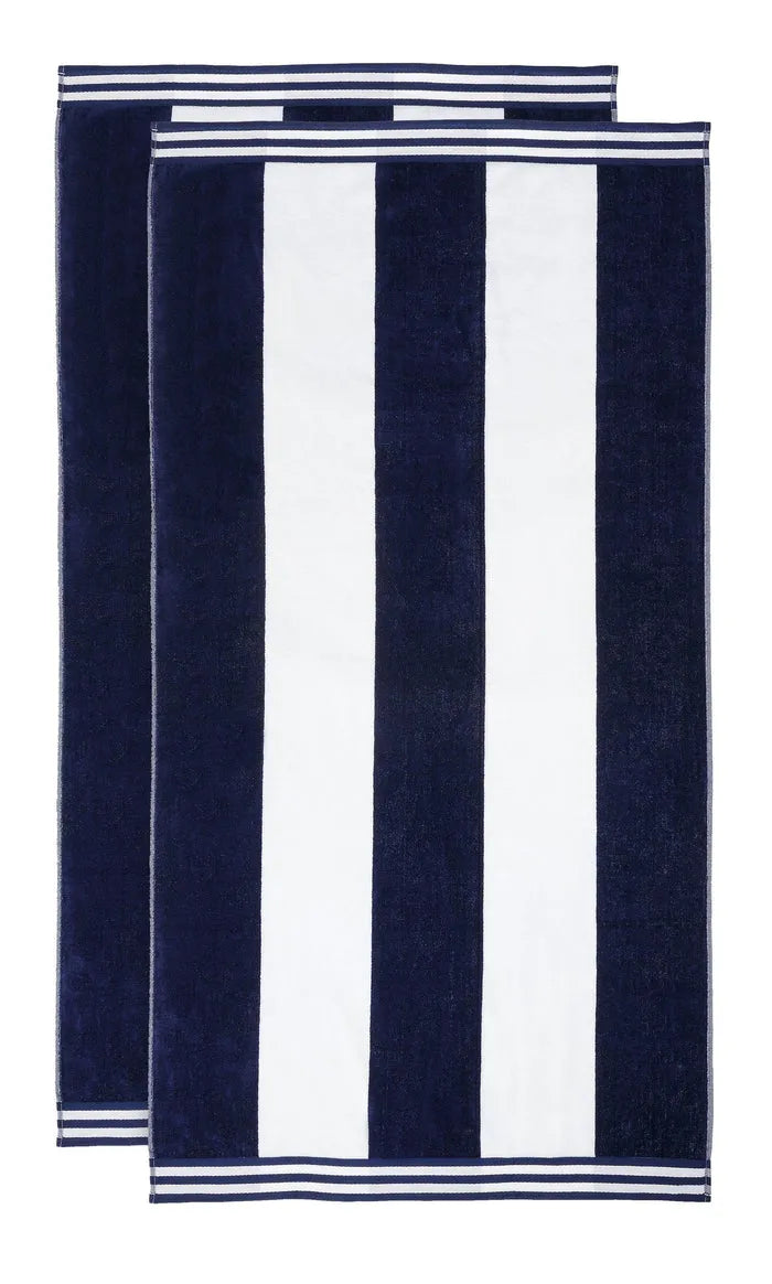 Cabana Stripe Oversized Cotton Beach Towel Set Of 2