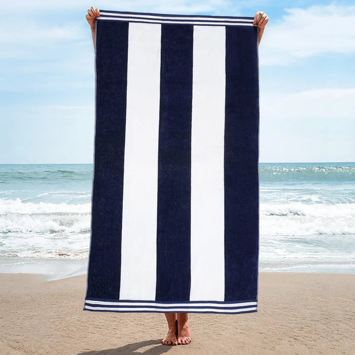 Cabana Stripe Oversized Cotton Beach Towel Set Of 2