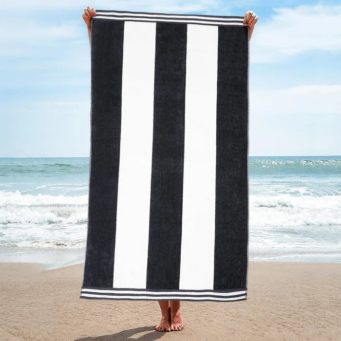 Cabana Stripe Oversized Cotton Beach Towel Set Of 2