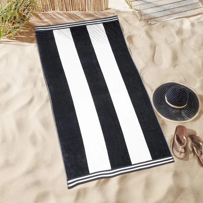 Cabana Stripe Oversized Cotton Beach Towel Set Of 2