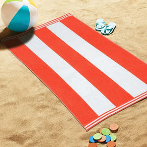 Cabana Stripe Oversized Cotton Beach Towel Set Of 2