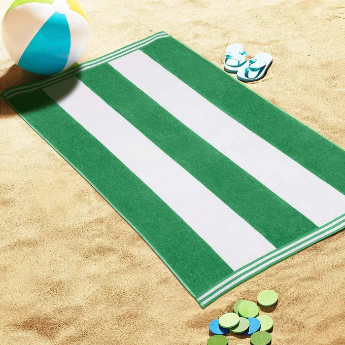 Cabana Stripe Oversized Cotton Beach Towel Set Of 2