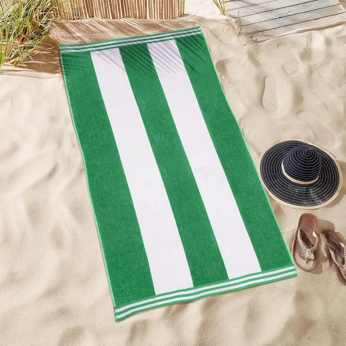 Cabana Stripe Oversized Cotton Beach Towel Set Of 2