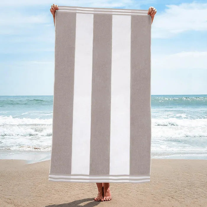 Cabana Stripe Oversized Cotton Beach Towel Set Of 2