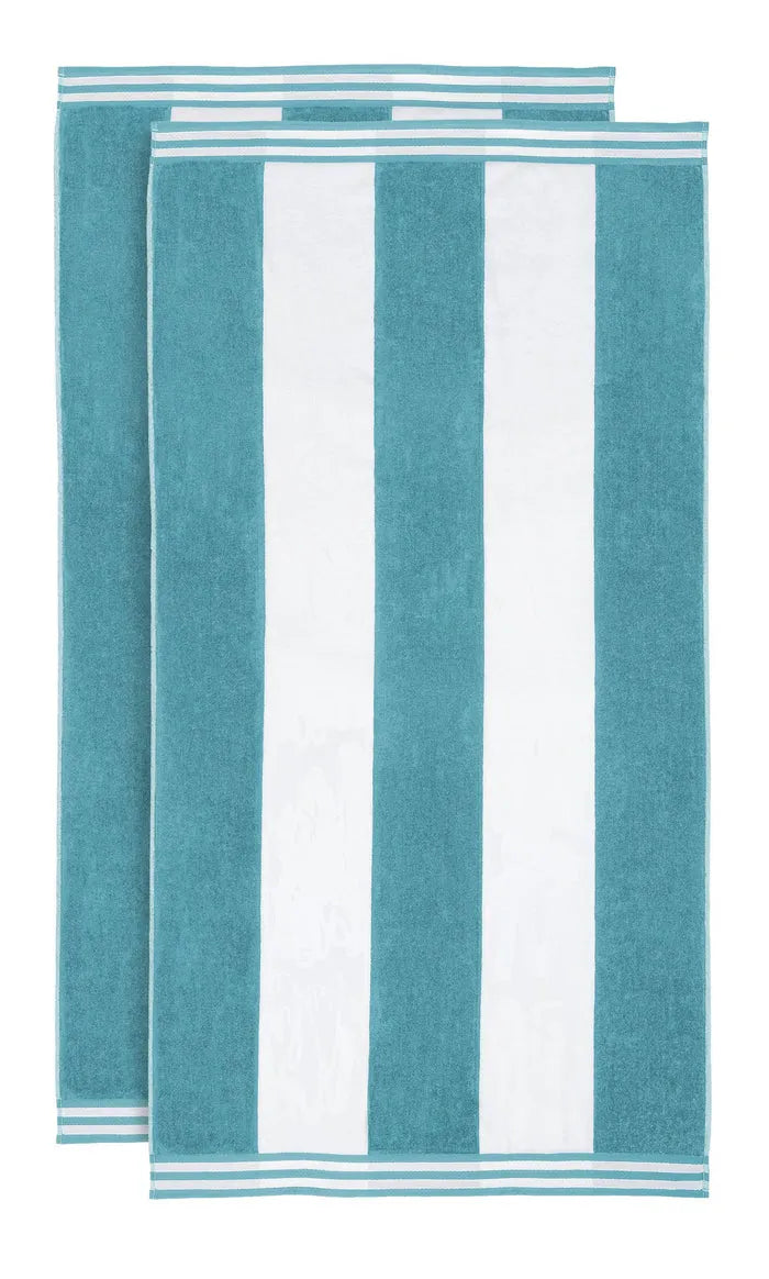 Cabana Stripe Oversized Cotton Beach Towel Set Of 2