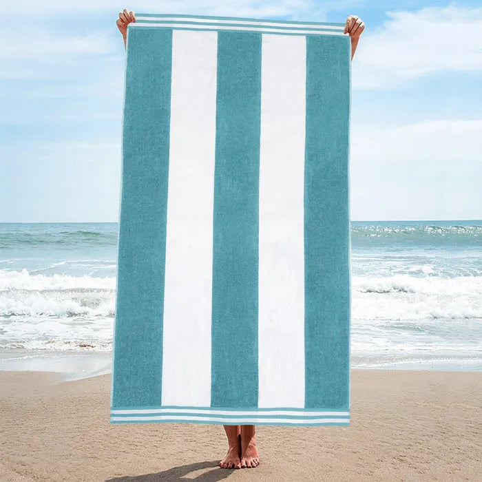 Cabana Stripe Oversized Cotton Beach Towel Set Of 2