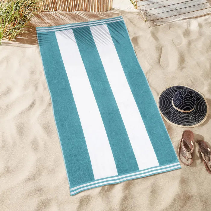 Cabana Stripe Oversized Cotton Beach Towel Set Of 2