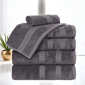 Smart Dry Zero Twist Cotton Medium Weight 6 Piece Assorted Towel Set