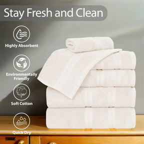 Smart Dry Zero Twist Cotton Medium Weight 6 Piece Assorted Towel Set