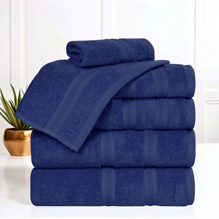 Smart Dry Zero Twist Cotton Medium Weight 6 Piece Assorted Towel Set