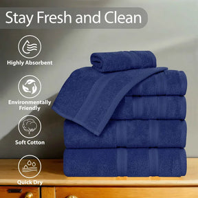 Smart Dry Zero Twist Cotton Medium Weight 6 Piece Assorted Towel Set