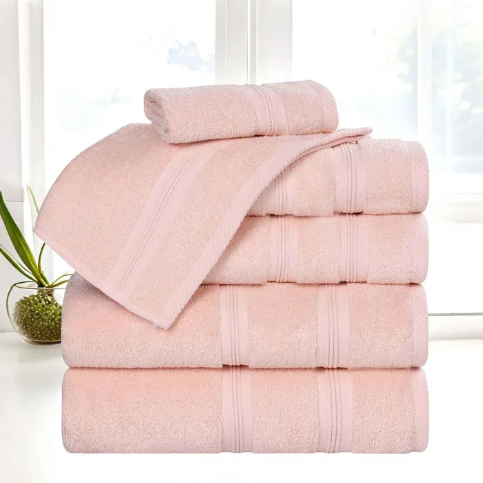 Smart Dry Zero Twist Cotton Medium Weight 6 Piece Assorted Towel Set