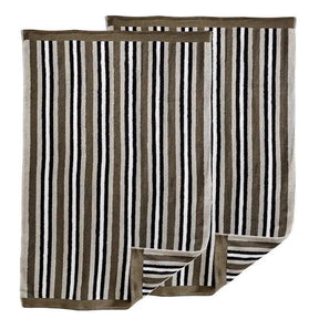 Cotton Striped Medium Weight 2 Piece Bath Towel Set