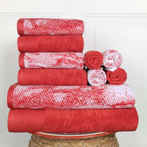 Marble Effect Cotton Absorbent Textured Ultra-Plush 10 Piece Towel Set