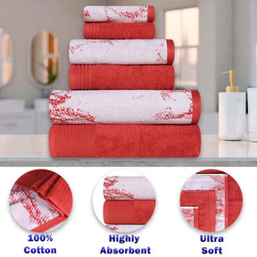 Marble Effect Cotton Absorbent Textured Ultra-Plush 10 Piece Towel Set