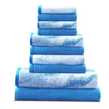 Marble Effect Cotton Absorbent Textured Ultra-Plush 10 Piece Towel Set