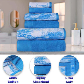 Marble Effect Cotton Absorbent Textured Ultra-Plush 10 Piece Towel Set