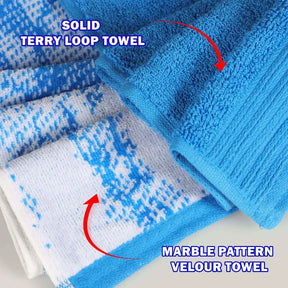 Marble Effect Cotton Absorbent Textured Ultra-Plush 10 Piece Towel Set