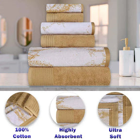 Marble Effect Cotton Absorbent Textured Ultra-Plush 10 Piece Towel Set