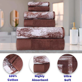 Marble Effect Cotton Absorbent Textured Ultra-Plush 10 Piece Towel Set