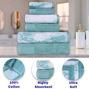 Marble Effect Cotton Absorbent Textured Ultra-Plush 10 Piece Towel Set