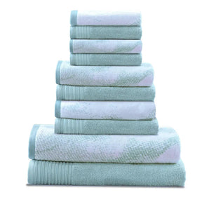 Marble Effect Cotton Absorbent Textured Ultra-Plush 10 Piece Towel Set