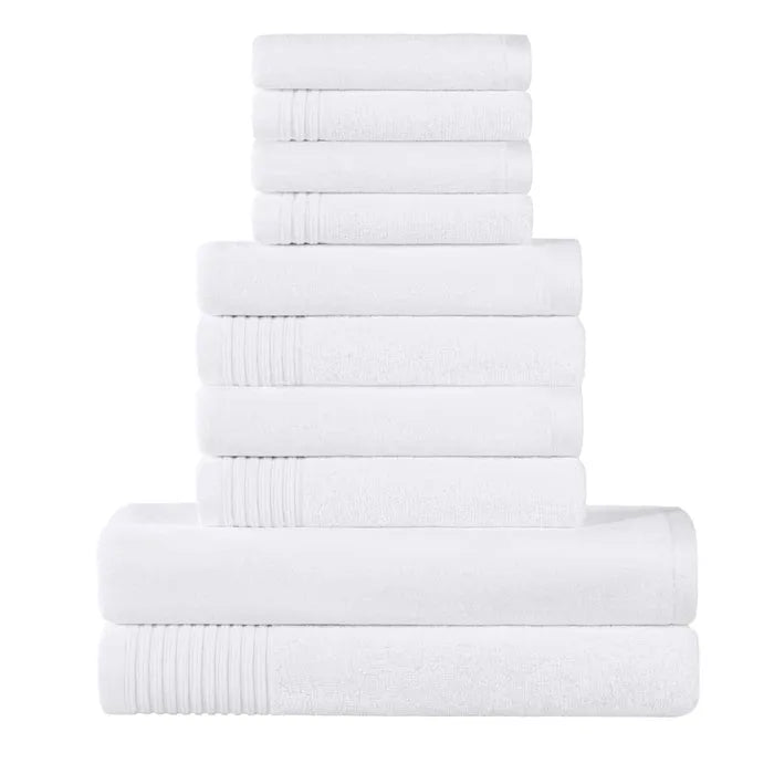 Marble Effect Cotton Absorbent Textured Ultra-Plush 10 Piece Towel Set