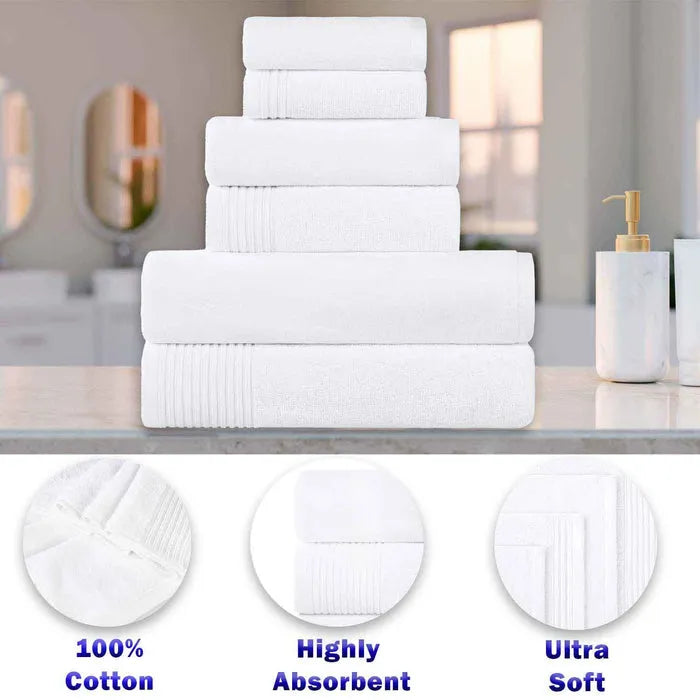 Marble Effect Cotton Absorbent Textured Ultra-Plush 10 Piece Towel Set