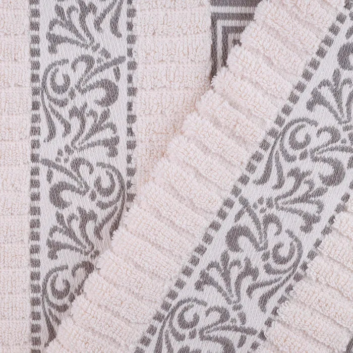 Athens Cotton Medium Weight Floral Greek Key Trim 6 Piece Towel Set