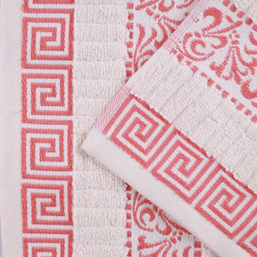 Athens Cotton Medium Weight Floral Greek Key Trim 6 Piece Towel Set