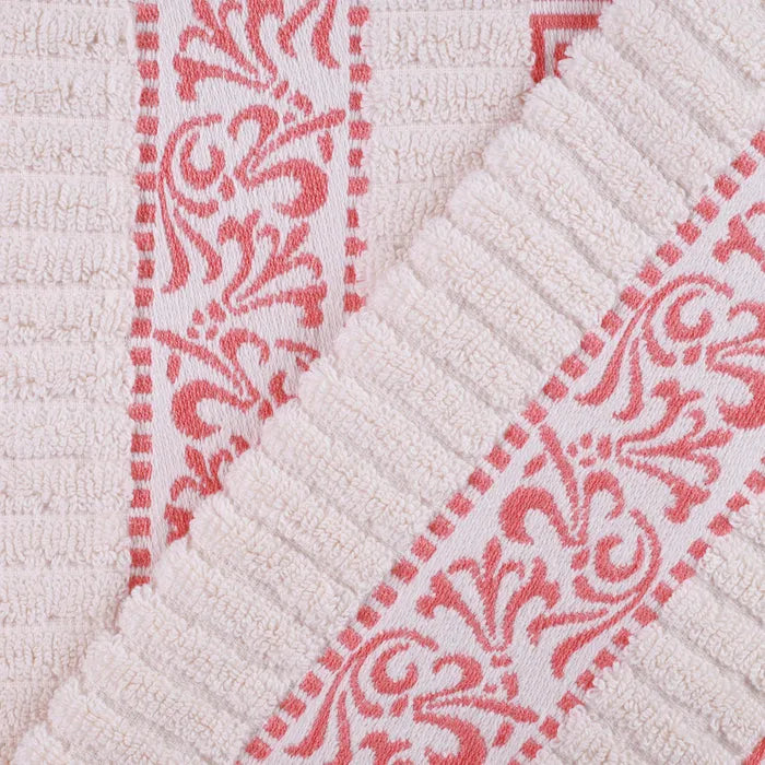 Athens Cotton Medium Weight Floral Greek Key Trim 6 Piece Towel Set