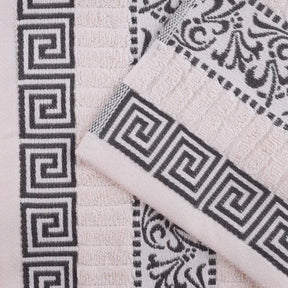 Athens Cotton Medium Weight Floral Greek Key Trim 6 Piece Towel Set