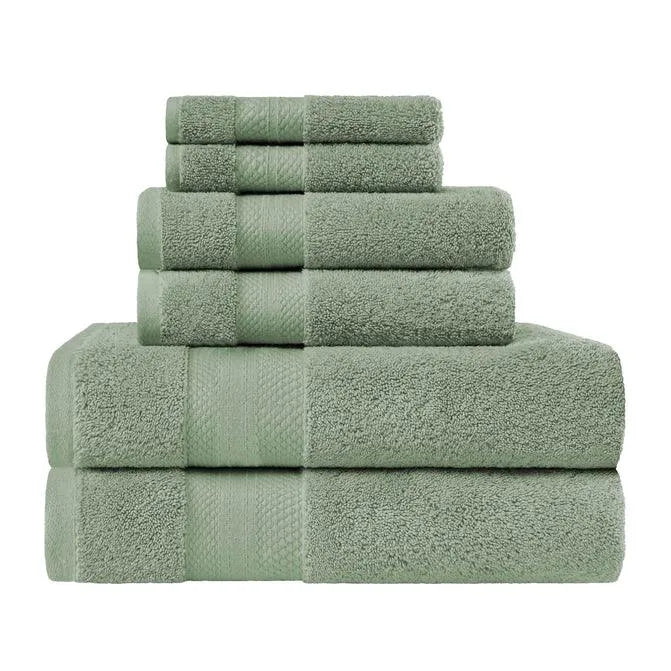 Turkish Cotton Highly Absorbent Solid 6 Piece Towel Set