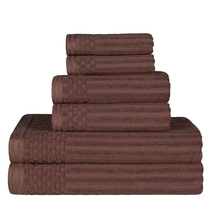 Soho Cotton Ribbed Textured Ultra Absorbent 6 Piece Towel Set