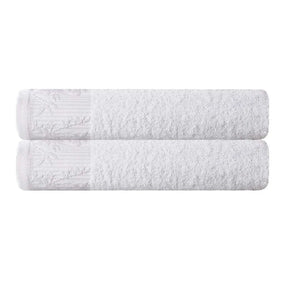 Wisteria Cotton Floral Jacquard Border Bath Towels Set of 2